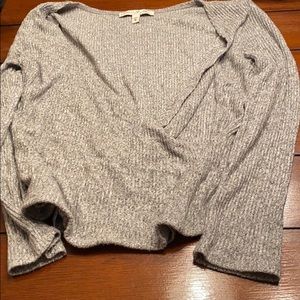 Grey low v neck top